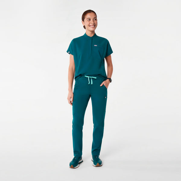 women's Caribbean Blue Montex Relaxed Scrub Top