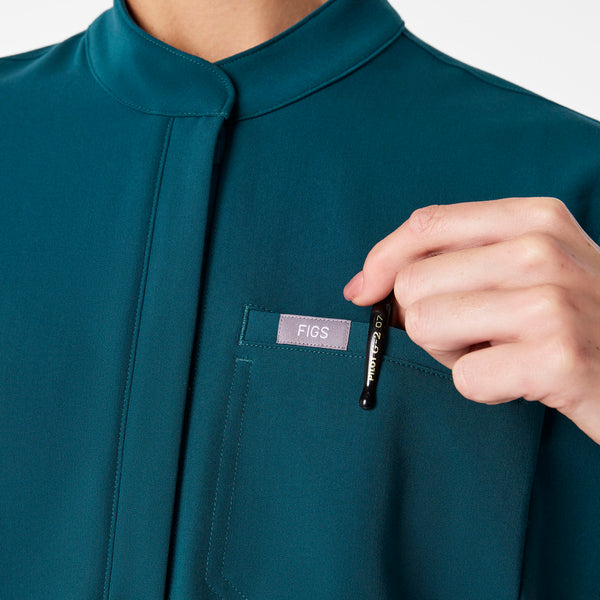 women's Caribbean Blue Montex - Mock Neck Scrub Top