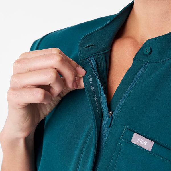 women's Caribbean Blue Montex - Mock Neck Scrub Top