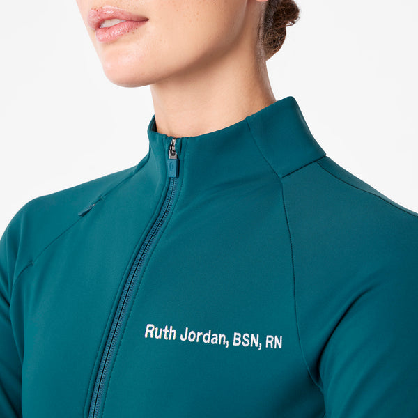 women's Caribbean Blue On-Shift ContourKnit Scrub Jacket™