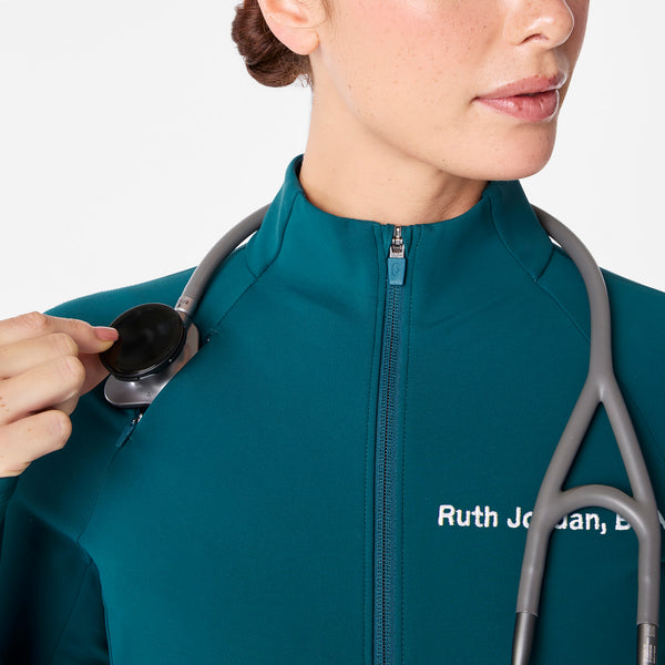 women's Caribbean Blue On-Shift ContourKnit Scrub Jacket™