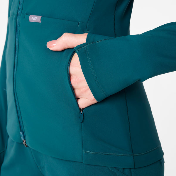 women's Caribbean Blue On-Shift ContourKnit Scrub Jacket™