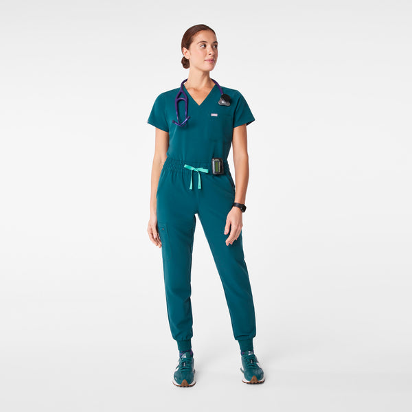 women's Caribbean Blue Uman Relaxed - Petite Jogger Scrub Pant