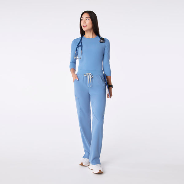 women's Ceil Blue Ribbed - ¾ Sleeve Underscrub