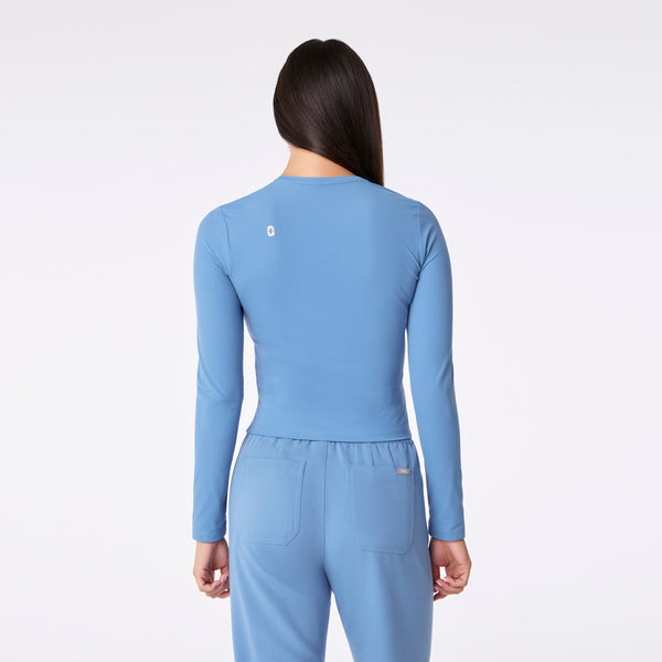 women's Ceil Blue Ribbed Cropped - Longsleeve Underscrub