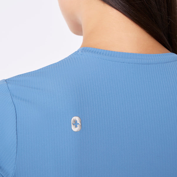 women's Ceil Blue Ribbed Cropped - Longsleeve Underscrub