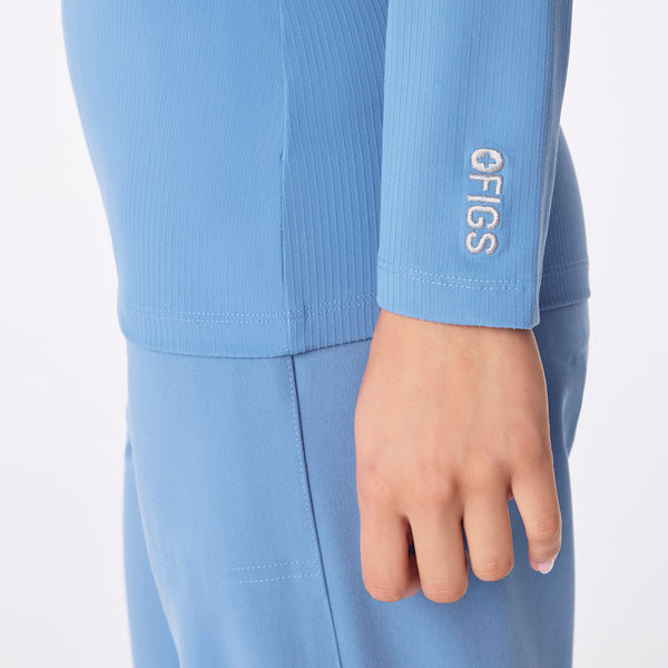 women's Ceil Blue Ribbed - Longsleeve Underscrub