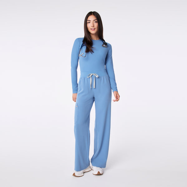women's Ceil Blue Ribbed - Longsleeve Underscrub