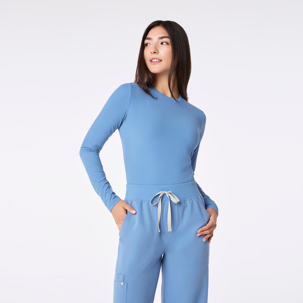 women's Ceil Blue Ribbed - Longsleeve Underscrub