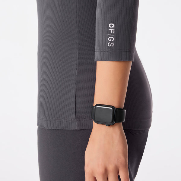 women's Charcoal Ribbed - ¾ Sleeve Underscrub