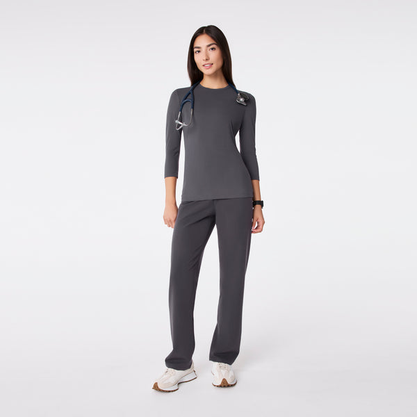 women's Charcoal Ribbed - ¾ Sleeve Underscrub