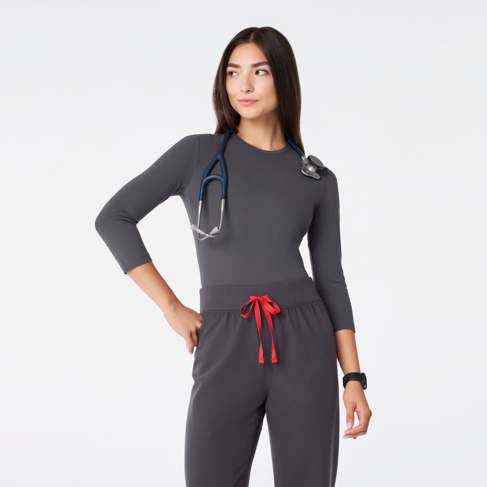 women's Charcoal Ribbed - ¾ Sleeve Underscrub