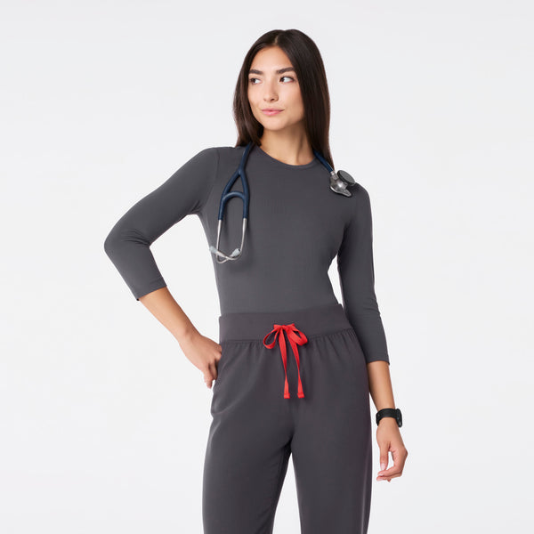 women's Charcoal Ribbed - ¾ Sleeve Underscrub