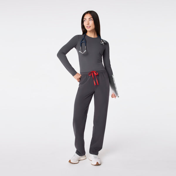 women's Charcoal Ribbed Cropped - Longsleeve Underscrub