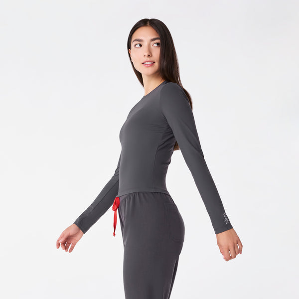 women's Charcoal Ribbed Cropped - Longsleeve Underscrub