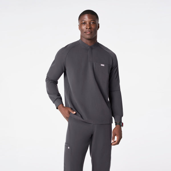 men's Charcoal Stratton Henley - Longsleeve Scrub Top