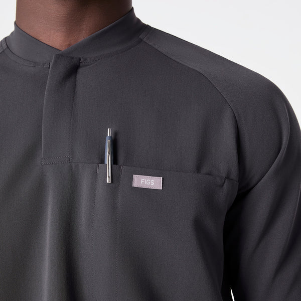 men's Charcoal Stratton Henley - Longsleeve Scrub Top