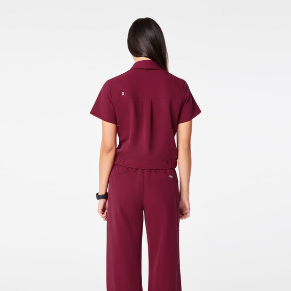 women's Deep Cranberry Campbell Collared - Scrub Top