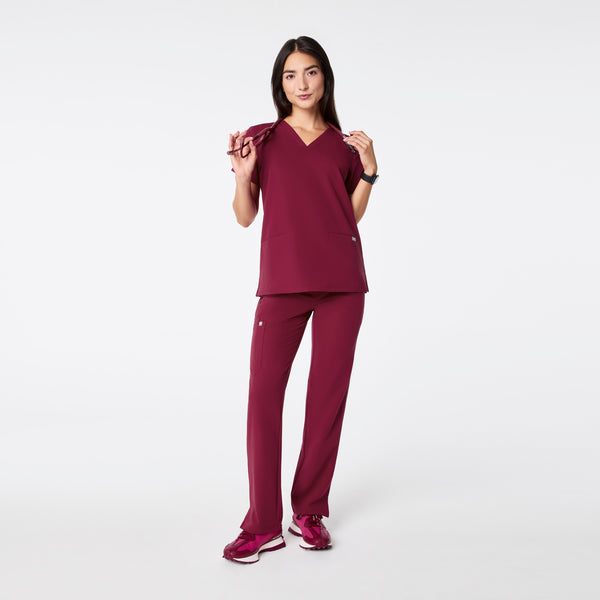 women's Deep Cranberry Casma - Three-Pocket Scrub Top™