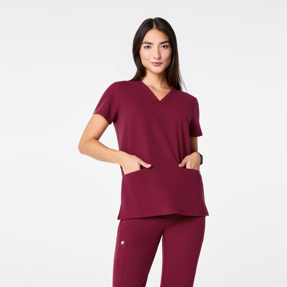 women's Deep Cranberry Casma - Three-Pocket Scrub Top™