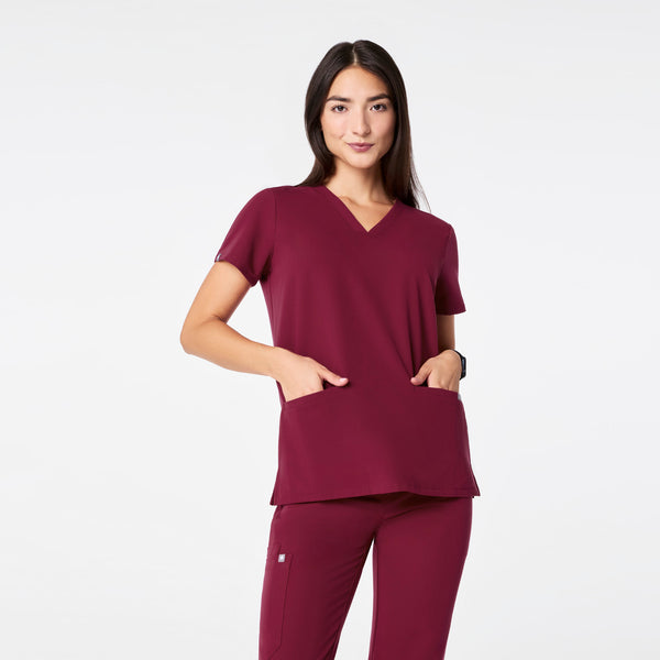 women's Deep Cranberry Casma - Three-Pocket Scrub Top™