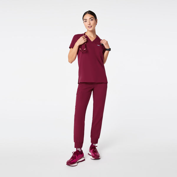 women's Deep Cranberry Catarina - One-Pocket Scrub Top™