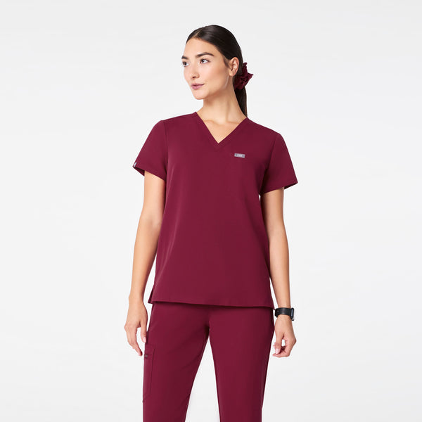 women's Deep Cranberry Catarina - One-Pocket Scrub Top™