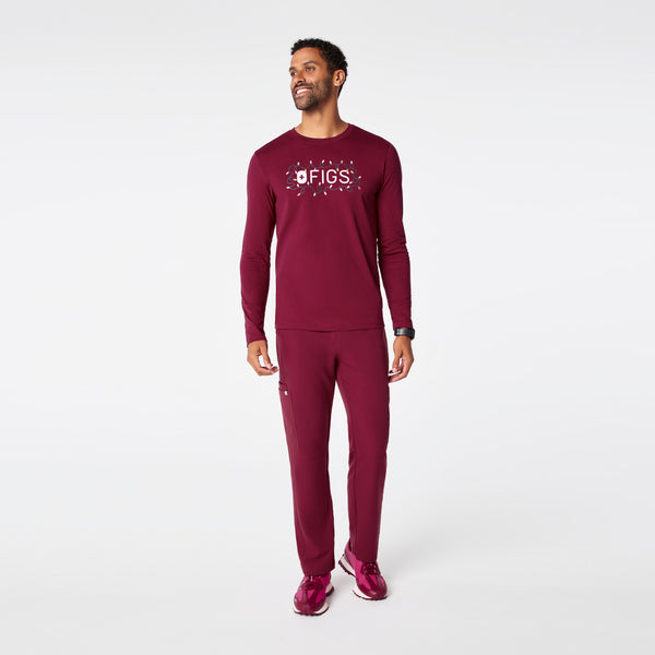 men's Deep Cranberry FIGS Logo Supersoft - Longsleeve Underscrub
