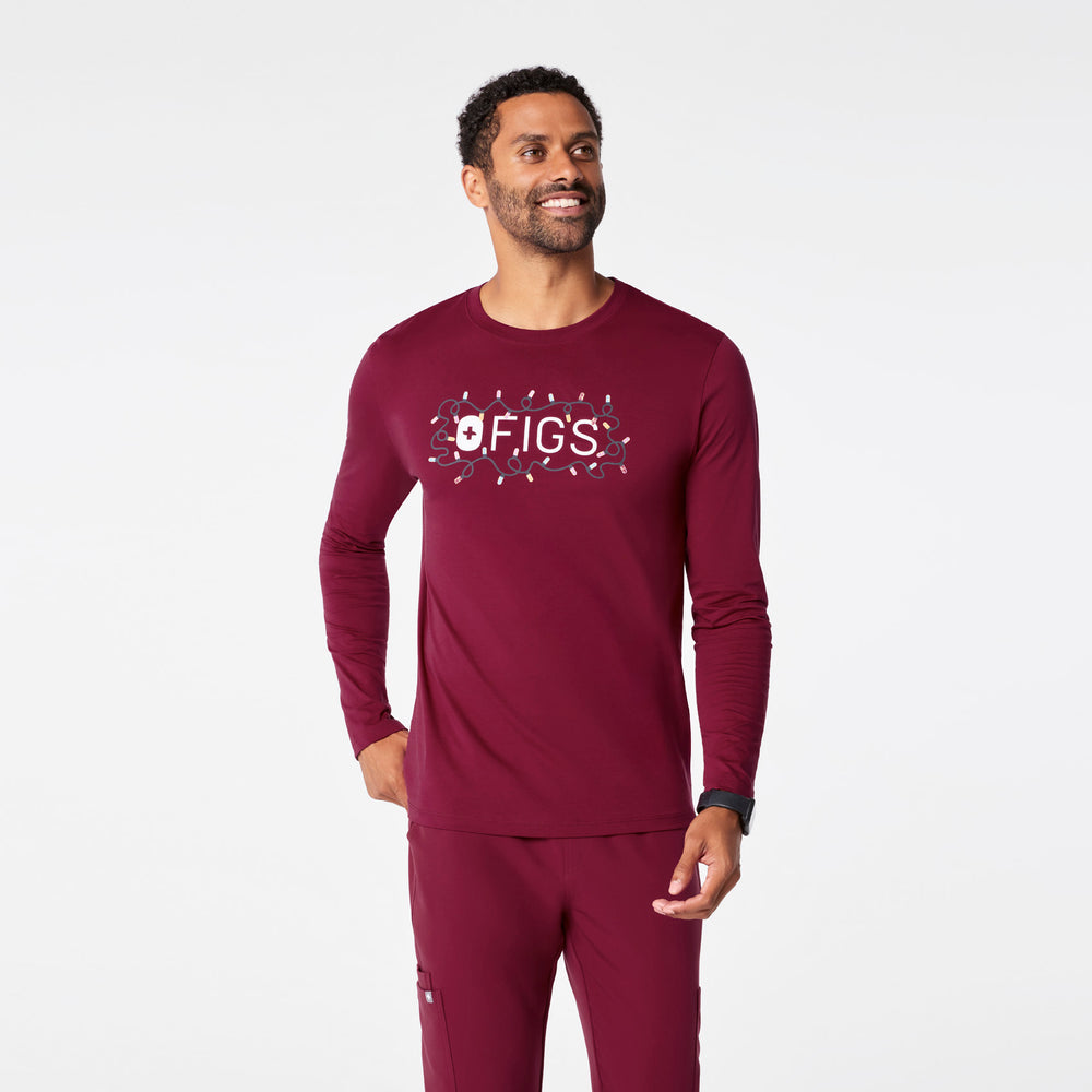 men's Deep Cranberry FIGS Logo Supersoft - Longsleeve Underscrub