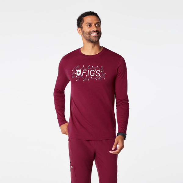 men's Deep Cranberry FIGS Logo Supersoft - Longsleeve Underscrub