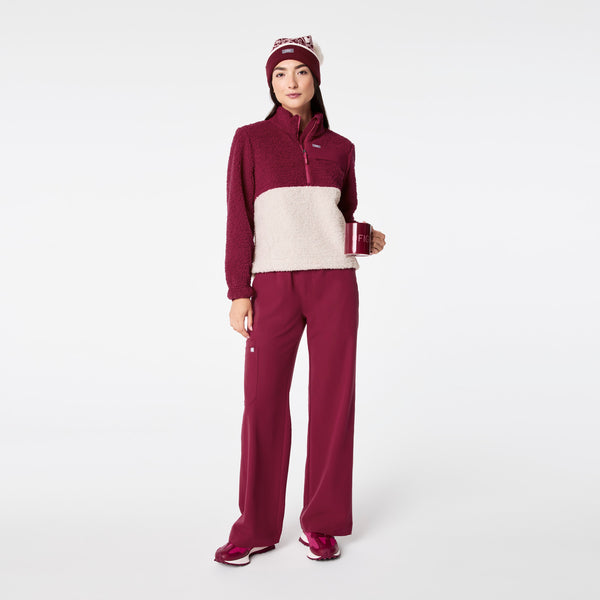 women's Deep Cranberry On-Shift High Pile - Fleece Pullover Jacket™