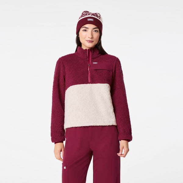 women's Deep Cranberry On-Shift High Pile - Fleece Pullover Jacket™