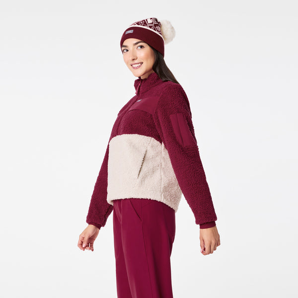 women's Deep Cranberry On-Shift High Pile - Fleece Pullover Jacket™