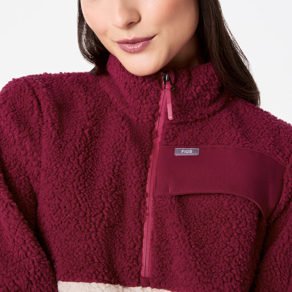 women's Deep Cranberry On-Shift High Pile - Fleece Pullover Jacket™