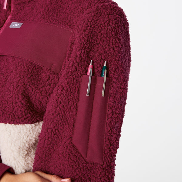 women's Deep Cranberry On-Shift High Pile - Fleece Pullover Jacket™