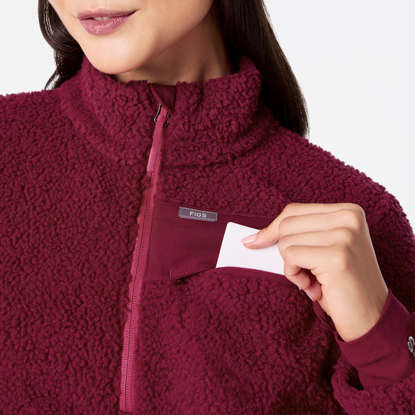 women's Deep Cranberry On-Shift High Pile - Fleece Pullover Jacket™