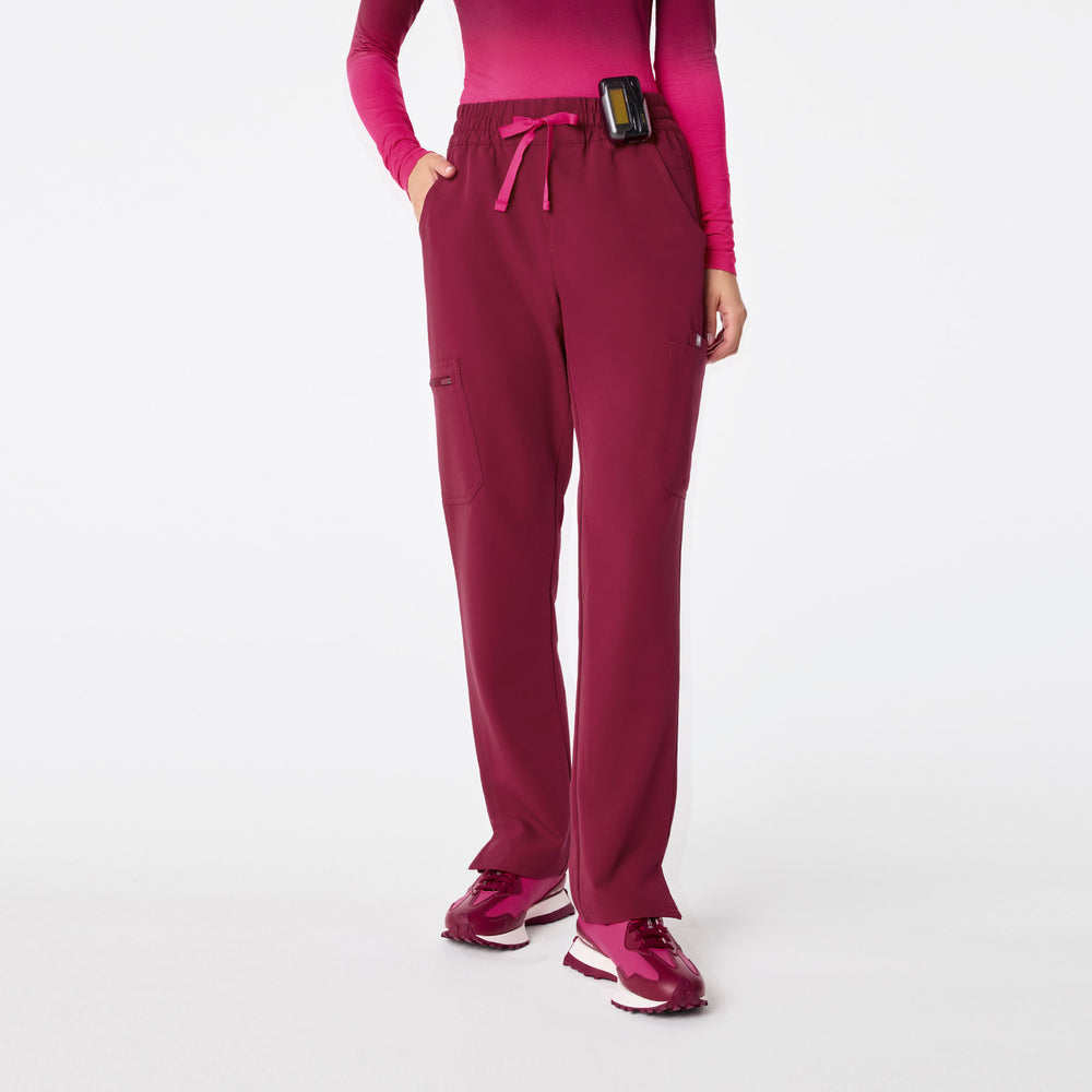 Women's Deep Cranberry Dowa High-Rise Straight-Leg - Tall Scrub Pant