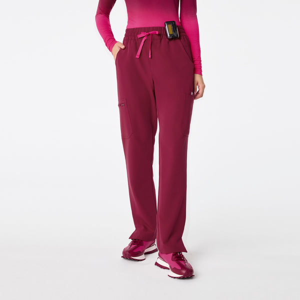 women's Deep Cranberry High Waisted Dowa - Tall Scrub Pants
