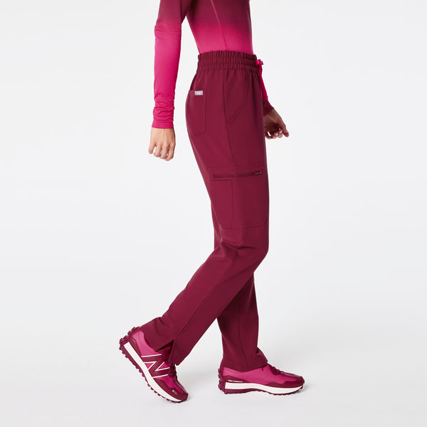 women's Deep Cranberry High Waisted Dowa - Petite Scrub Pants