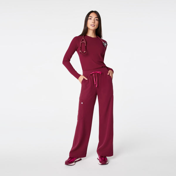 Women's Deep Cranberry Isabel High-Rise Wide-Leg - Tall Scrub Pant