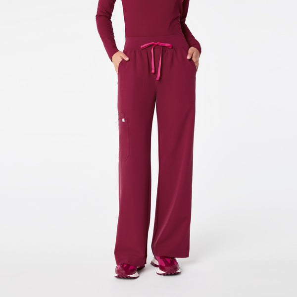 Women's Deep Cranberry Isabel High-Rise Wide-Leg - Tall Scrub Pant