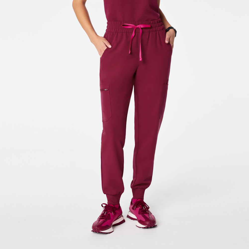 women's Deep Cranberry Uman High-Rise - Tall Jogger Scrub Pant