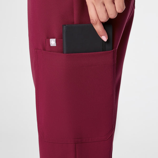 women's Deep Cranberry High Waisted Uman Relaxed - Jogger Scrub Pant
