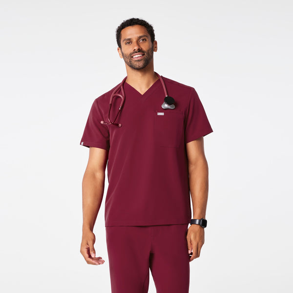 men's Deep Cranberry Leon - Three-Pocket Scrub Top™