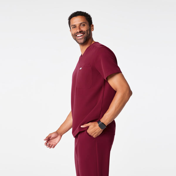 men's Deep Cranberry Leon - Three-Pocket Scrub Top™