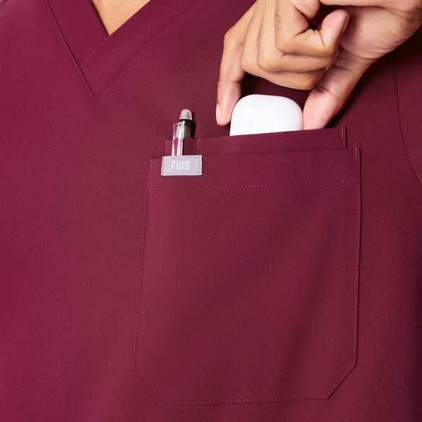 men's Deep Cranberry Leon - Three-Pocket Scrub Top™