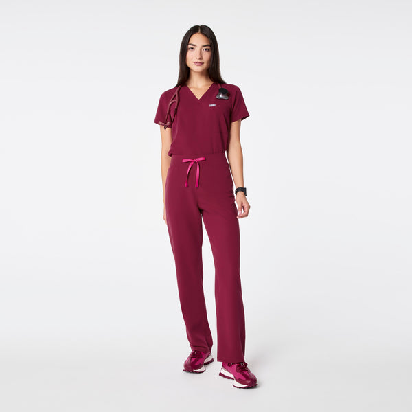 women's Deep Cranberry High Waisted Livingston - Tall Basic Scrub Pant™