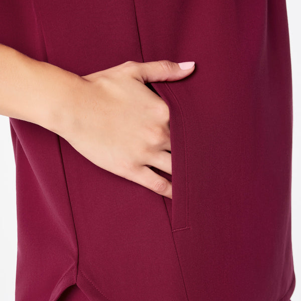 women's Deep Cranberry Montex - Mock Neck Scrub Top