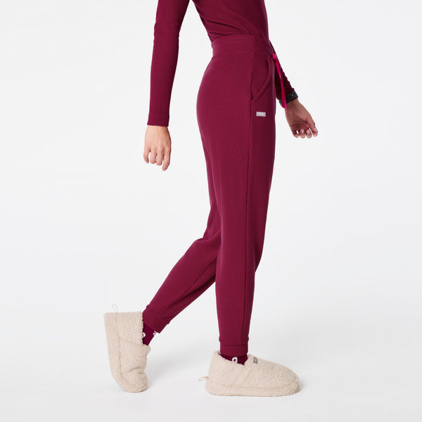 women's Deep Cranberry Off-Shift High Waisted Waffle Jogger Sweatpant™