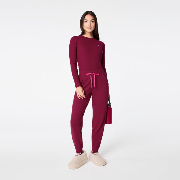 women's Deep Cranberry Off-Shift High Waisted Waffle Jogger Sweatpant™